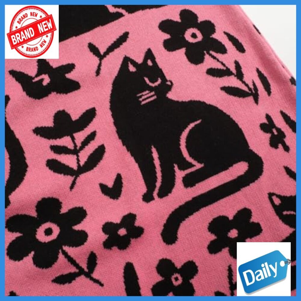 Midi Skirt High Waist A-Line Cotton Retro Animal Pattern Casual Slim Fit - Picture 4 of 7
